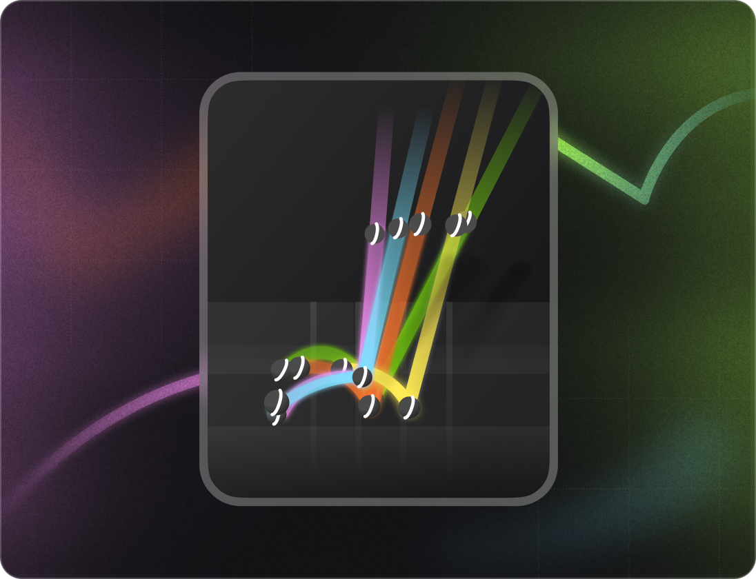 Graphic image of Vision AI ball trajectories in isolation with Vision AI glow surrounding