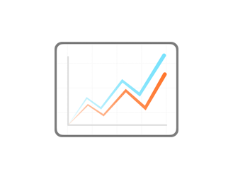Graph showing two upwards trajectories