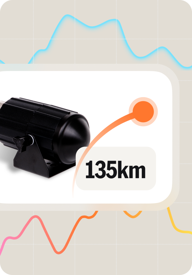 Speed Radar camera with 135km graphic on data-infographic background