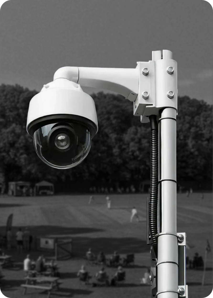 NV Play live streaming camera depicted against a recreational cricket match background