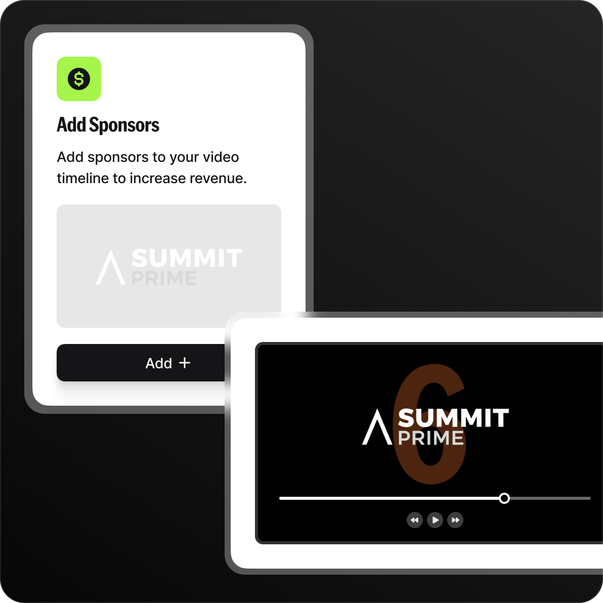 Simplified NV Play UI showing a sponsor logo being added to a live stream