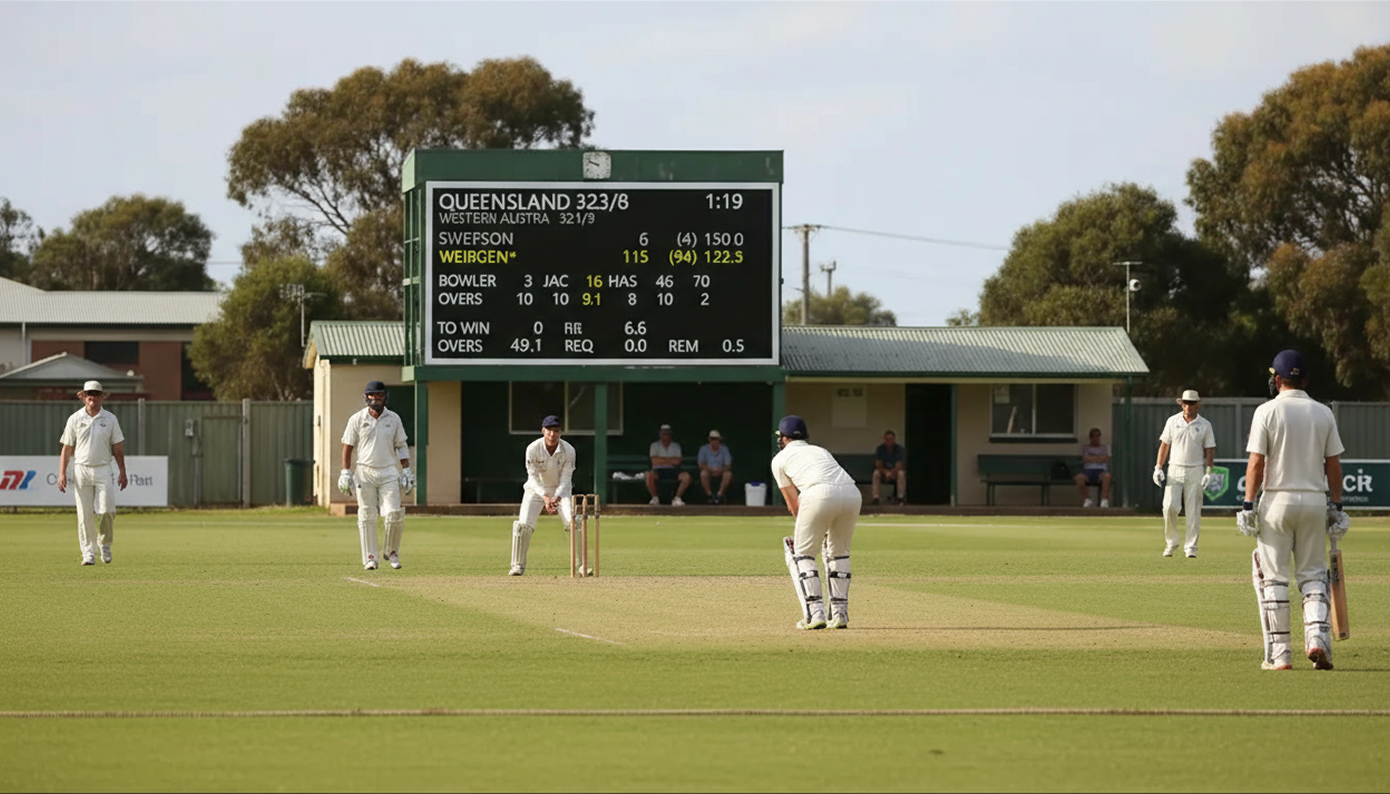 Recreational club cricket field with scoreboard in view